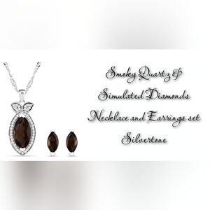 Gorgeous Smoky Quartz & simulated Diamonds set, new..Now $24